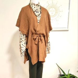 Banana Republic Camel Brown Tie-Waist Poncho Sweater